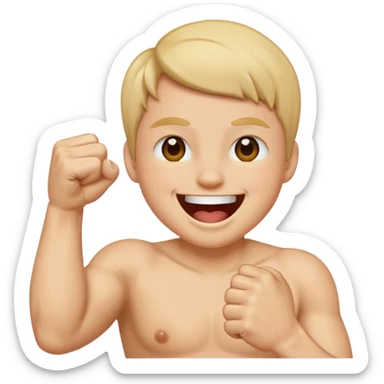 Laughing balling up your fist sticker