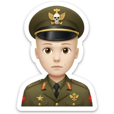 generate a realistic Russian soldier, but with a bare skull instead of a head sticker