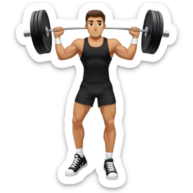 italian guy black clothes white converse shoes clean and jerk exercise sticker