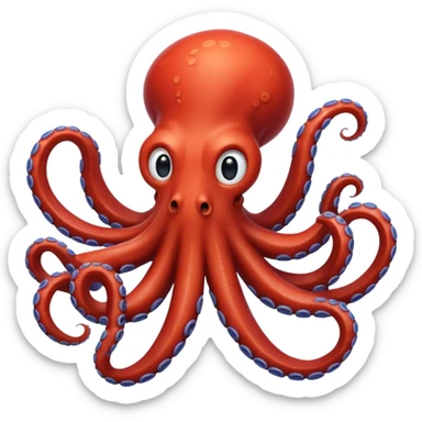 close-up of octopus tentacles curling arms with visible suckers, apple style emoji sticker