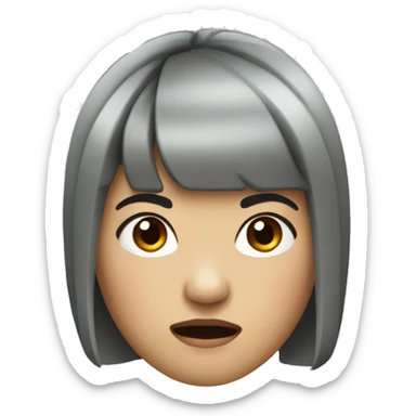 asian woman who looks like a chipmunk with short black hair and bangs looking angry sticker