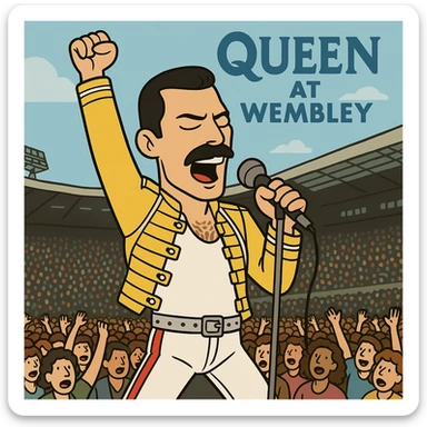 Freddie Mercury people lots of people Queen at Wembley sticker
