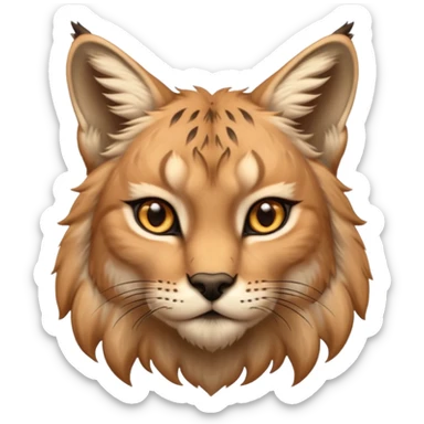 A high-resolution photo-realistic digital illustration of a majestic young lynx, chest upward  sticker