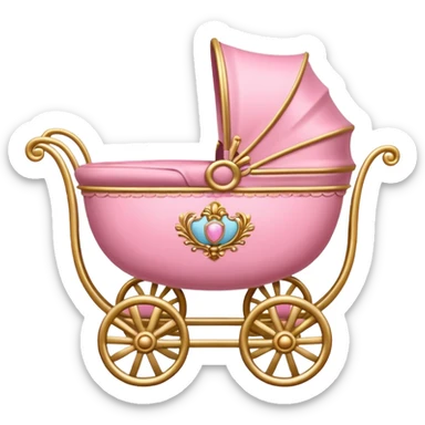 baroque pink baby carriage sticker