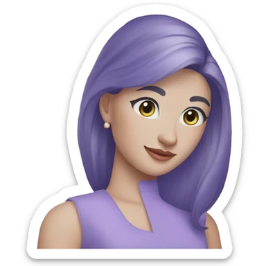 A young woman with lavender kurti white spots showing left side sticker