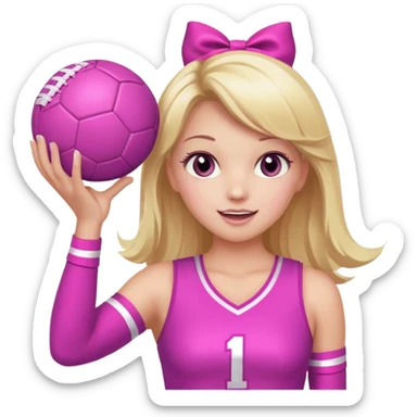 football cheerleader, holding a cheering ball, pink and twinkle sticker