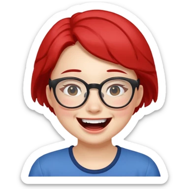 Laughing Mei mei wearing glasses from turning red sticker