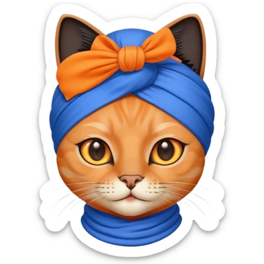 Black cat sikh blue turban sticker