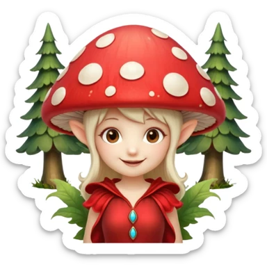mushroom fairy portrait, head and shoulders only, wearing a large mushroom cap hat, tiny glowing wings visible behind shoulders, cute magical smile, forest fantasy vibe, 3D cartoon, mobile game icon style, clean background, no text, no watermark

 sticker