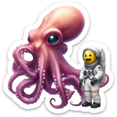 Alien Octopus next to astronaut  sticker