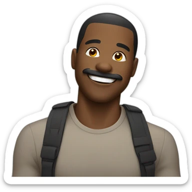 happy black man with a moustache sticker