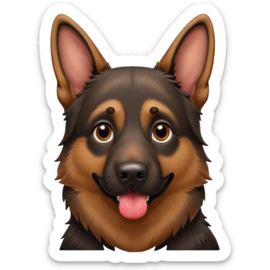 cartoon style dark German Shepherd dog with its tongue hanging out long sticker