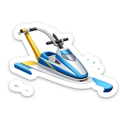 An icon featuring a close-up collage of water skis, splashing water across the surface. The design highlights the motion of the skis cutting through the water. Transparent background emphasizes the thrill of water skiing. sticker