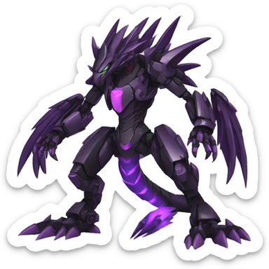 Cool Edgy Black Purple Red Digimon-Fakemon-Raptor-Dragon-Mecha full body sticker