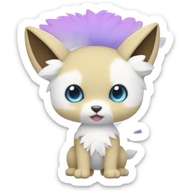 Cute cool white blue purple pink animal hybrid Fakemon full body sticker