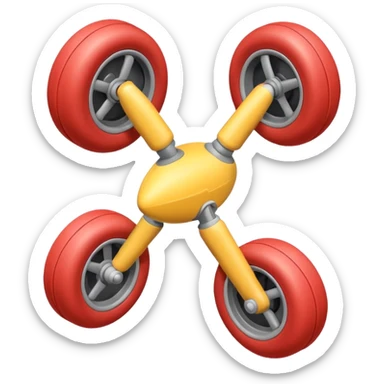 Isometric view of airplane landing gear in emoji style — one inflated, puffy wheel with a strut, soft 3D look, rounded shapes, clean and cartoon-like sticker