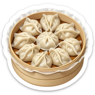Steaming Chinese dumplings, jiaozi, simple emoji style sticker