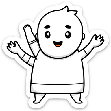character celebrating victory with arms raised sticker