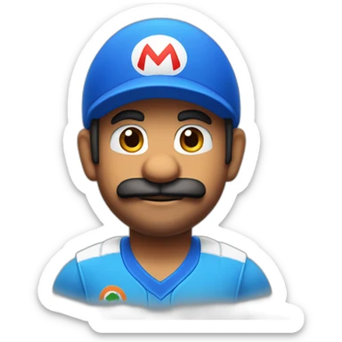 mario wearing blue indian cricket team jersey sticker