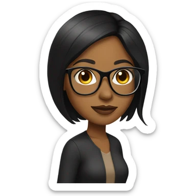 Brown girl with black hair and brown  straight hair also with clear glasses sticker