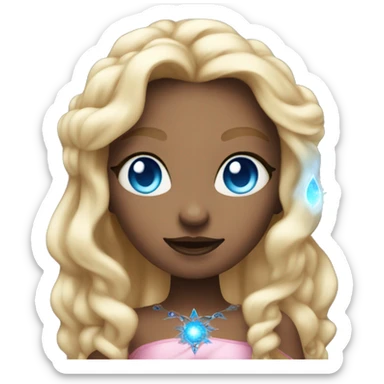 magical diva with thin pink andromedan face long blonde hair and blue eyes glowing third eye sticker