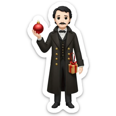 edgar allan poe at christmas full body sticker