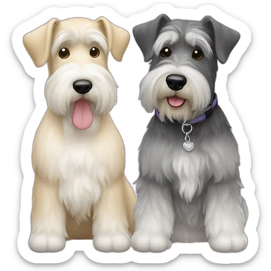Blonde and white Bernadoodle and salt and pepper mini schnauzer sticker