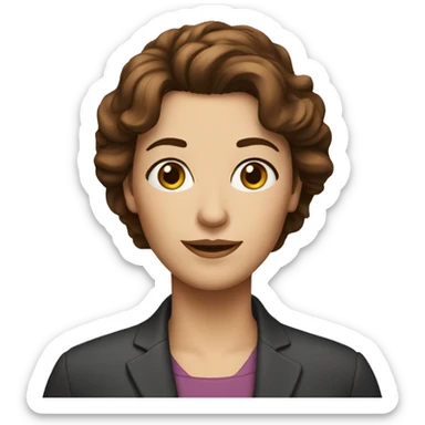 middle aged woman with brown hair and brown eyes sticker
