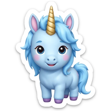 baby blue unicorn, chibi full body sticker
