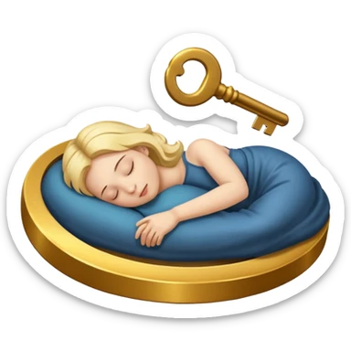 emoji of a person sleeping on a golden key labeled 'opportunity' with transparent background alpha channel sticker