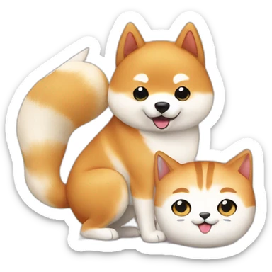shiba inu and cat are best friends sushi sticker