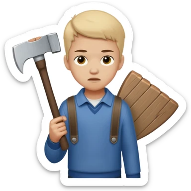 13 y/o Brian robeson at the beginning of Hatchet
struggling with his parents' recent divorce and harboring . He is angry, self-pitying
He is carrying a hatchet
He is in a single-engine plane with a pilot who soon suffers a heart attack, leaving Brian to navigate the crash and his new, harsh reality. sticker