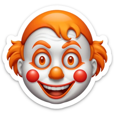 Make the clown emoji come up from the bottom, bounce, and land in the center. Then make it wink with the right eye, add a corrupted-file glitch effect, and finally make it disappear sticker