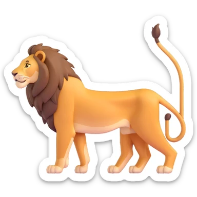 FULL BODY panthera leo male style wild, full flat cute side profile design in 3d soft l centered composition cartoon style128x128 pixels 1 tail sticker