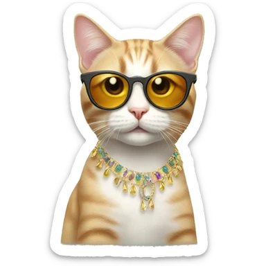 birthday cat with cool earrings and sunglasses sticker