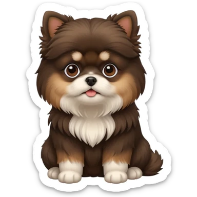 Fluffy black and brown shi tzu, pomeranian, maltese dog  sticker