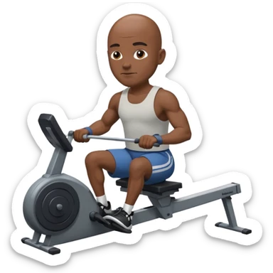 bald african american male on rowing machine sticker
