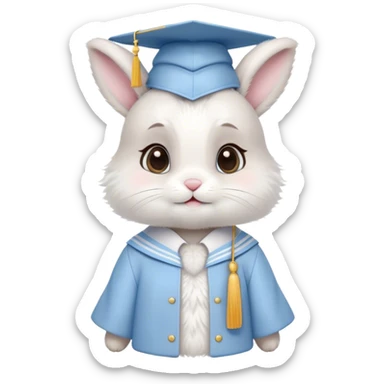 CUTE LITTLE BUNNY in LIGHT BLUE graduation uniform  sticker