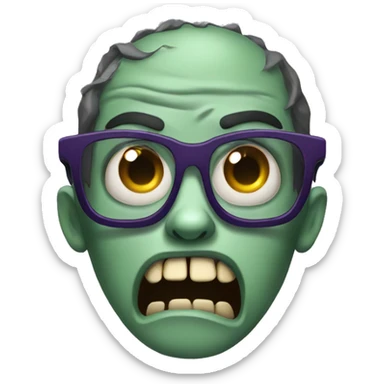 scared zombie with glasses sticker