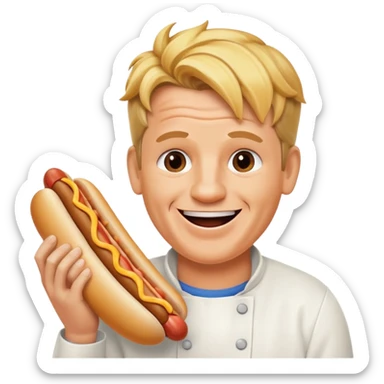 gordon ramsay eat a hotdog, happy smile sticker