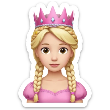 Blonde Princess with braided hair and pink crown. sticker