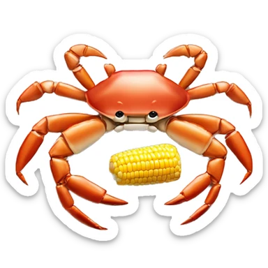 Boiled crab legs and corn and potatoes on a plate  sticker