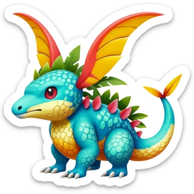 Colorful Exotic Tropical Pokémon-Fakémon-hybrid-creature (full body) sticker