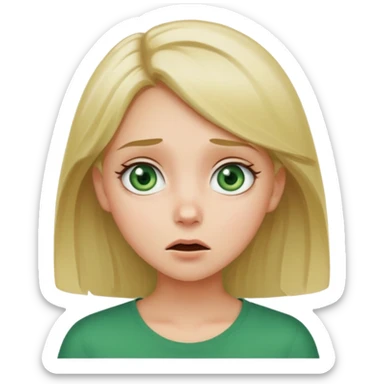 A cute girl with green eyes and semi blond hair with her jaw dropped so low like she is so surprised and confused  sticker