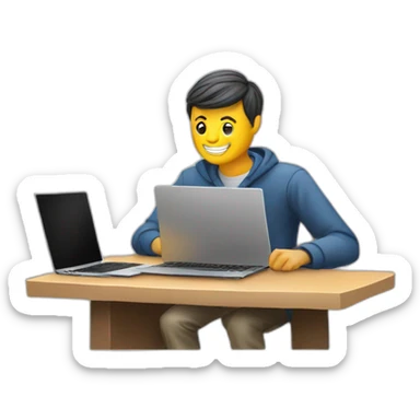 create a men with laptop on the courort sticker