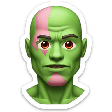 Muscle man a green humanoid With red pinkish eyes sticker
