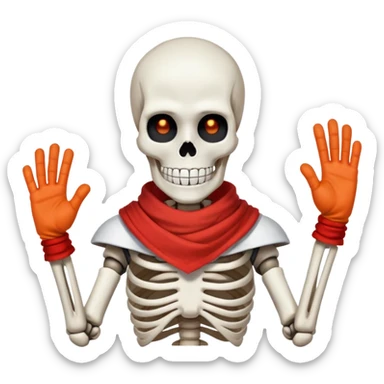 Papyrus from Undertale, tall skeleton with a red scarf, white body armor, orange-red gloves, enthusiastic expression sticker