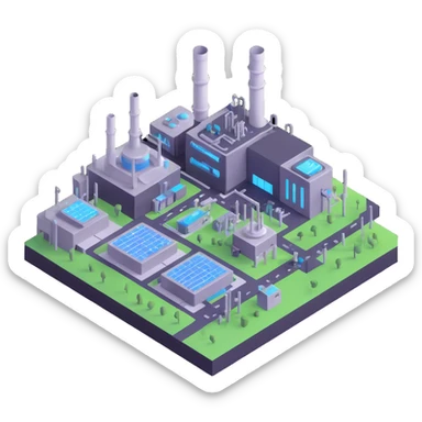 Futuristic semiconductor factory with Saudi Arabian elements sticker