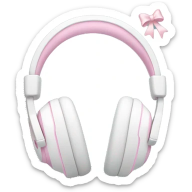 White apple headphones with light pink bows  sticker