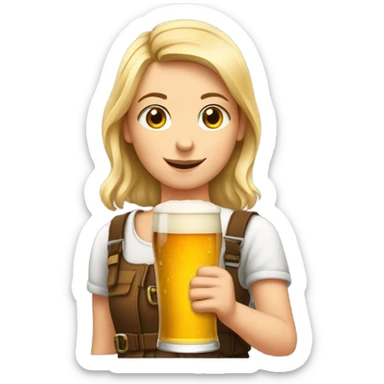 German girl drinking a pint of beer sticker